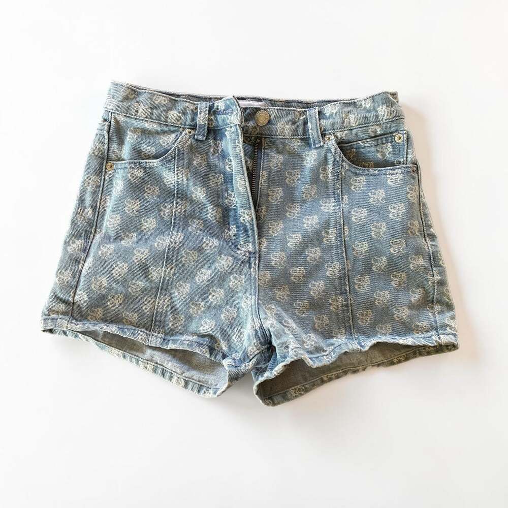 OBEY Floral All-Over Print High Waisted Denim Shorts